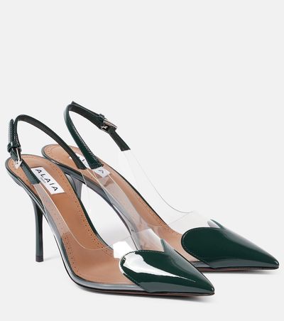 Alaia Alaïa Le Cœur 90 patent leather and PU slingback pumps