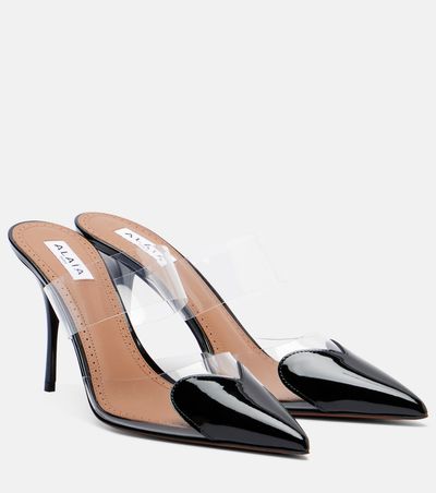 Alaia Alaïa Le Cœur patent leather and PU mules