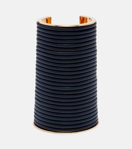 Alaia AlaÃ¯a Leather-trimmed cuff bracelet