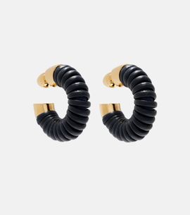 Alaia AlaÃ¯a Leather-trimmed hoop earrings