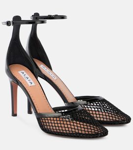 Alaia Alaïa Leather-trimmed mesh pumps