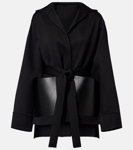 Alaia AlaÃ¯a Leather-trimmed virgin wool wrap jacket
