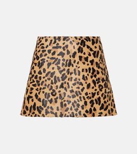 Alaia AlaÃ¯a Leopard-print calf hair miniskirt