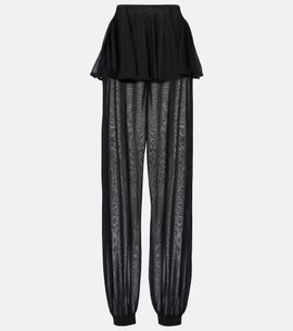 Alaia Alaïa Mid-rise semi-sheer wide-leg pants