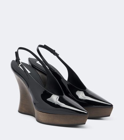 Alaia Alaïa Patent leather wedge slingback clogs