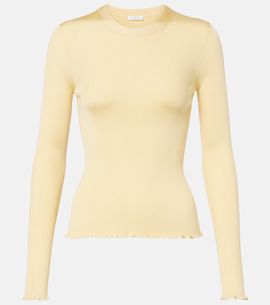 Alaia AlaÃ¯a RIbbed-knit silk-blend top