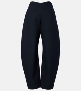 Alaia AlaÃ¯a Round wool crepe barrel-leg pants