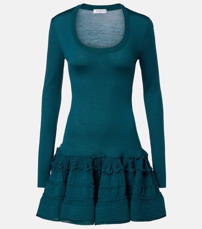 Alaia AlaÃ¯a Ruffled wool-blend minidress