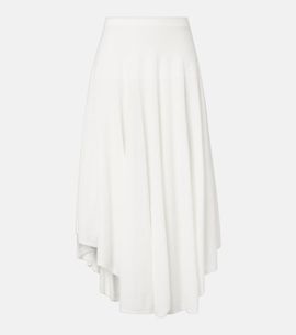 Alaia AlaÃ¯a Semi-sheer asymmetric cotton crÃªpe skirt