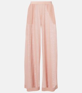 Alaia AlaÃ¯a Semi-sheer linen and silk wide-leg pants