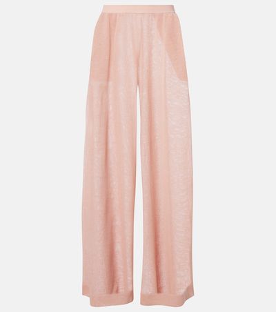 Alaia AlaÃ¯a Semi-sheer linen and silk wide-leg pants