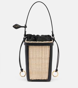 Alaia AlaÃ¯a Small wicker and leather bucket bag