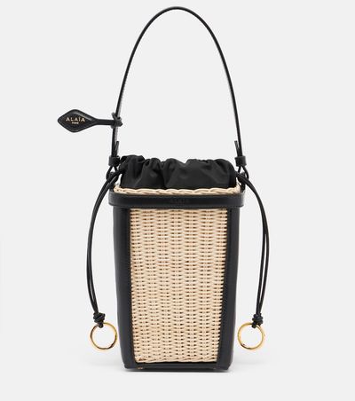 Alaia AlaÃ¯a Small wicker and leather bucket bag