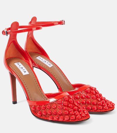 Alaia Alaïa Studded mesh and leather pumps