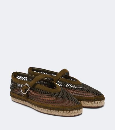 Alaia Alaïa Suede-trimmed fishnet espadrilles