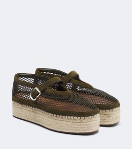 Alaia Alaïa Suede-trimmed fishnet platform espadrilles