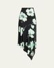 ALAIA Asymmetric Floral-Print Jersey Midi Skirt - 1