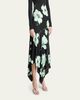 ALAIA Asymmetric Floral-Print Jersey Midi Skirt - 4