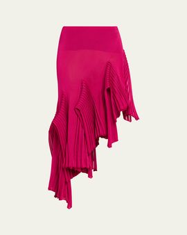 ALAIA Asymmetric Godet Ruffle Midi Skirt