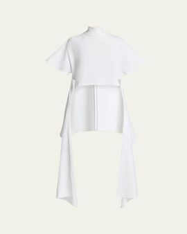 ALAIA Asymmetric Short-Sleeve Cotton T-Shirt