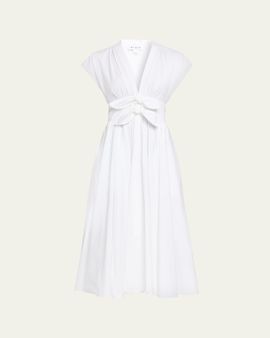 ALAIA Belted Cotton Poplin Midi Dress