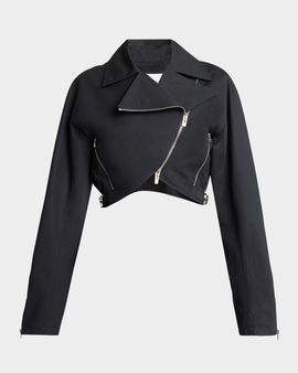 ALAIA Cropped Cotton Poplin Biker Jacket