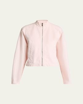 ALAIA Curved-Sleeve Denim Zip Jacket
