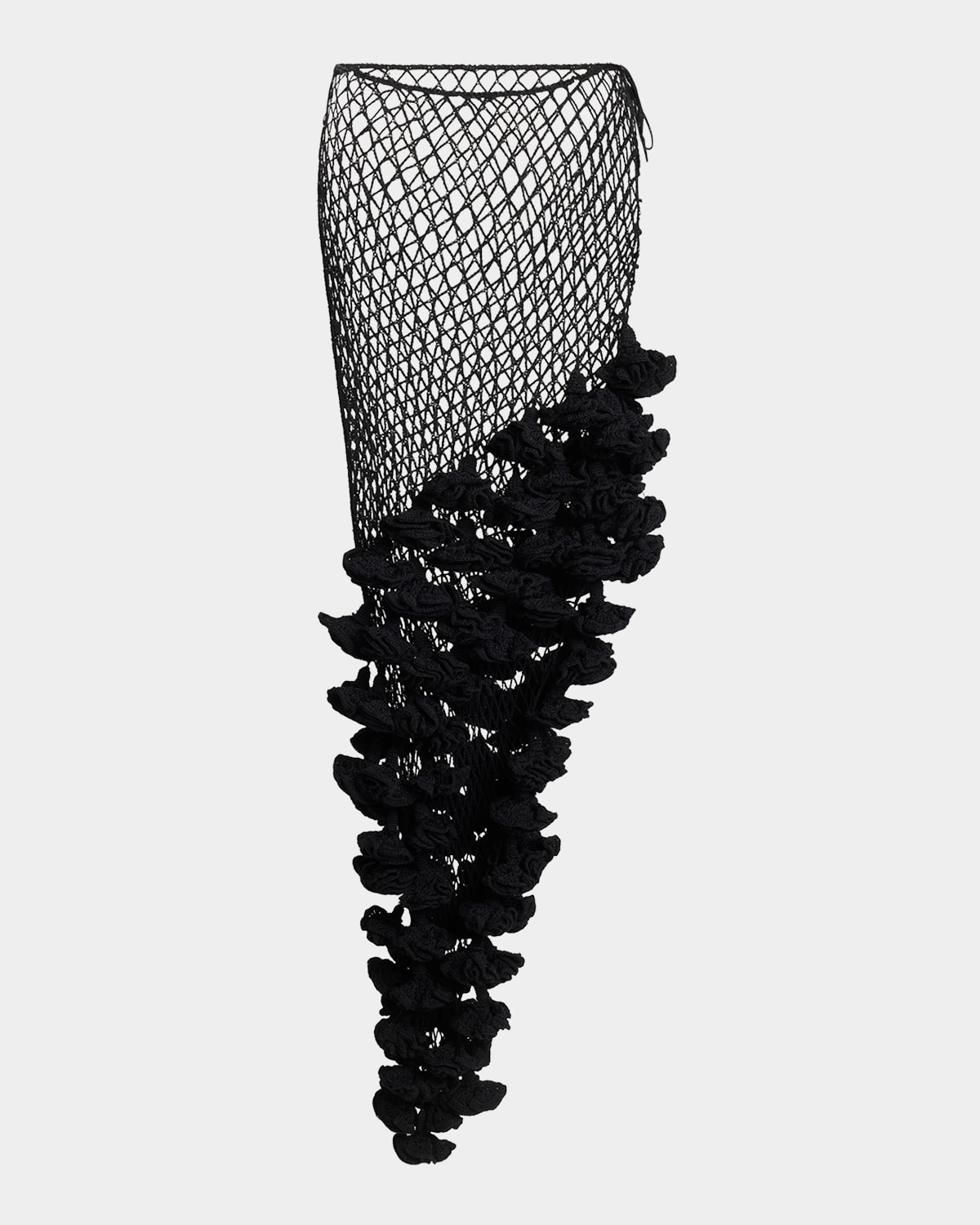 ALAIA Floral Applique Crochet Net Maxi Skirt