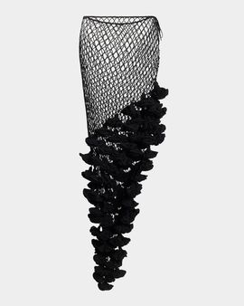 ALAIA Floral Applique Crochet Net Maxi Skirt