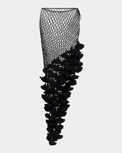 ALAIA Floral Applique Crochet Net Maxi Skirt