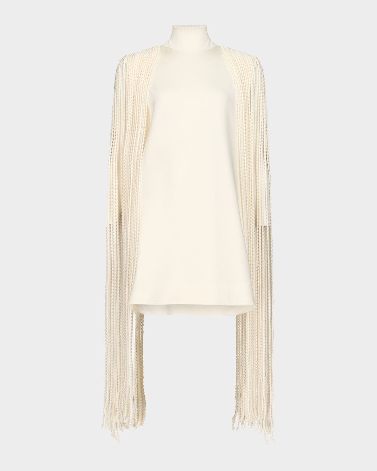 ALAIA Fringed Mock-Neck Shift Dress