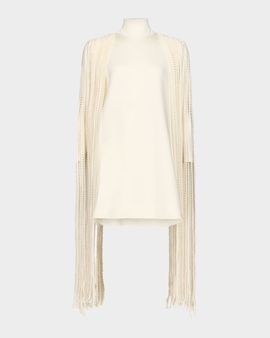 ALAIA Fringed Mock-Neck Shift Dress