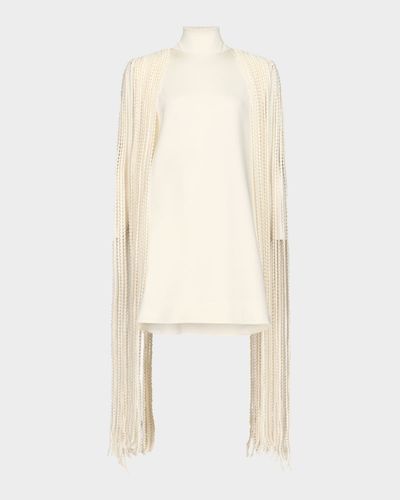 ALAIA Fringed Mock-Neck Shift Dress