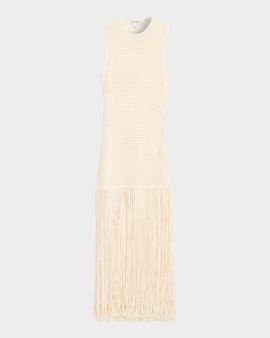 ALAIA Fringed Open-Knit Maxi Dress