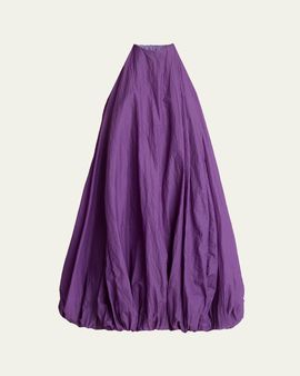 ALAIA Halter Crinkle Balloon Mini Dress