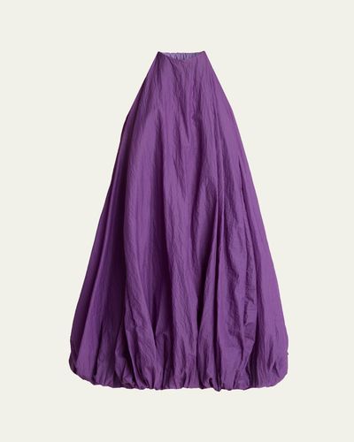 ALAIA Halter Crinkle Balloon Mini Dress