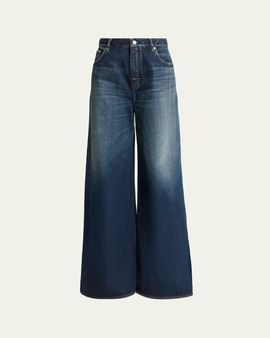 ALAIA High-Rise Denim Wide-Leg Palazzo Pants
