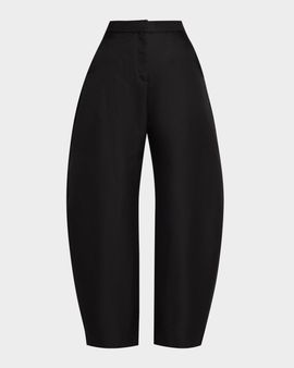 ALAIA High-Rise Wool Round Barrel-Leg Pants