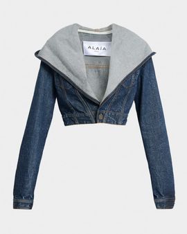 ALAIA Hooded Cropped Denim Jacket