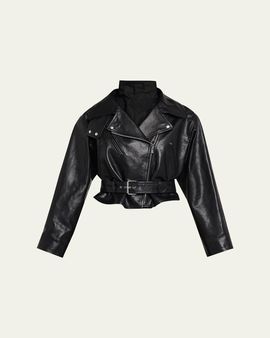 ALAIA Layered Leather Biker Jacket