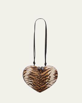 ALAIA Le Coeur Tiger-Print Calf Hair Crossbody Bag