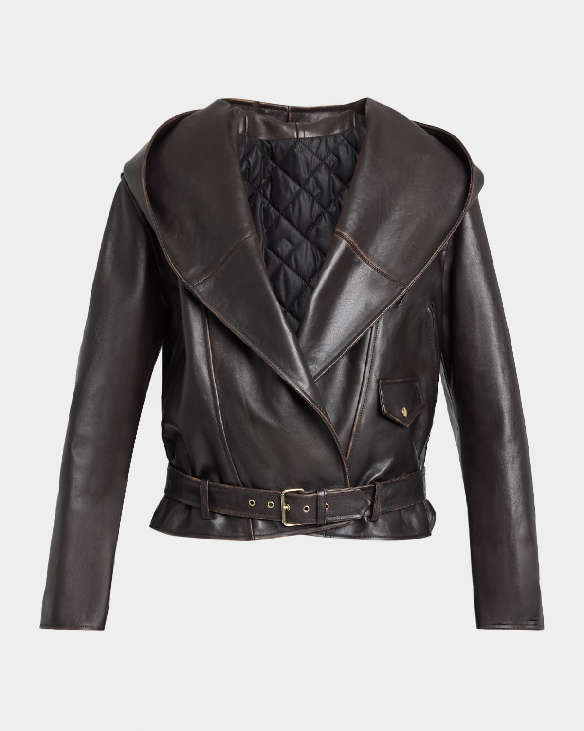 ALAIA Leather Hooded Biker Jacket