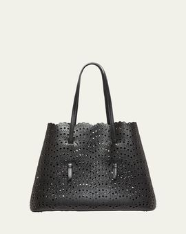 ALAIA Mina 37 Large Perforated Leather Tote Bag