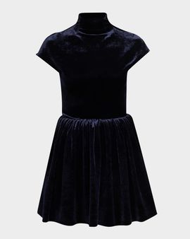 ALAIA Mock-Neck Velvet Fit-And-Flare Mini Dress