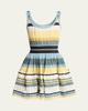 ALAIA Sleeveless Striped Crinoline Knit Mini Dress - 1