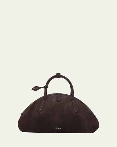 ALAIA Small Dome Top-Handle Bag in Suede