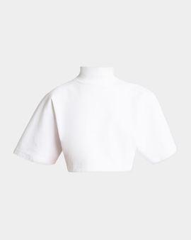ALAIA Turtleneck Short-Sleeve Crop T-Shirt