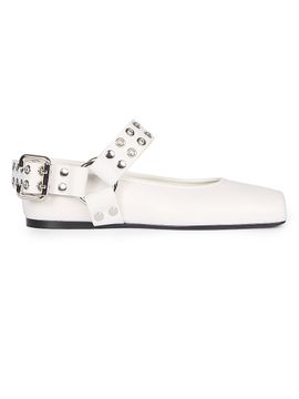 ALAIA Women's Buckle-Accented Leather Ballet Flats
