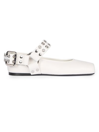 ALAIA Women's Buckle-Accented Leather Ballet Flats