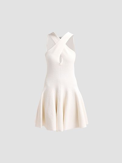ALAIA Women's Crossed Compact Knit Mini Dress